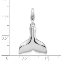 Goldia Sterling Silver Polished WhaleTail w/Lobster Clasp Charm