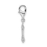 Sterling Silver 3-D Polished Anchor with Lobster Clasp Charm