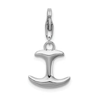 Sterling Silver 3-D Polished Anchor with Lobster Clasp Charm