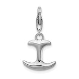 Sterling Silver 3-D Polished Anchor with Lobster Clasp Charm