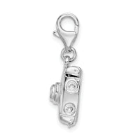 Sterling Silver 3-D Polished Movable Camera W/Lobster Claw Clasp Clasp Charm Charms