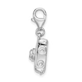 Sterling Silver 3-D Polished Movable Camera W/Lobster Claw Clasp Clasp Charm Charms