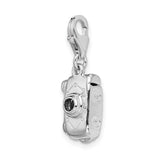 Sterling Silver 3-D Polished Movable Camera W/Lobster Claw Clasp Clasp Charm Charms