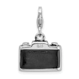 Black Camera with Swarovski Crystal Clipable Charm