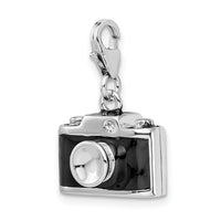 Black Camera with Swarovski Crystal Clipable Charm