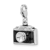 Black Camera with Swarovski Crystal Clipable Charm