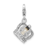 Sterling Silver Amore La Vita Rhod-pl FWC Pearl Swarovski Crown Charm