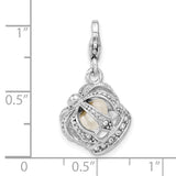 Sterling Silver Amore La Vita Rhod-pl FWC Pearl Swarovski Crown Charm