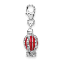 Sterling Silver Swarovski Element & Red Enamel Crown w/Lobster Charm