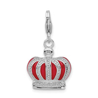 Sterling Silver Swarovski Element & Red Enamel Crown w/Lobster Charm