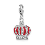 Sterling Silver Swarovski Element & Red Enamel Crown w/Lobster Charm