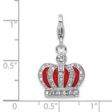 Sterling Silver Swarovski Element & Red Enamel Crown w/Lobster Charm