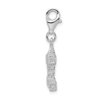 Sterling Silver 3-D Polished Big Ben W/Lobster Claw Clasp Clasp Charm Charms