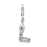 Sterling Silver 3-D Polished Big Ben W/Lobster Claw Clasp Clasp Charm Charms