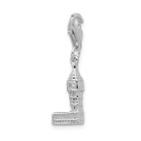 Sterling Silver 3-D Polished Big Ben W/Lobster Claw Clasp Clasp Charm Charms