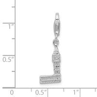 Sterling Silver 3-D Polished Big Ben W/Lobster Claw Clasp Clasp Charm Charms
