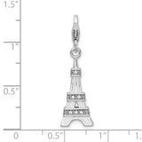 925 Sterling Silver 3-D Enamel Swarovski Element Eiffel Tower with Lobster Charm