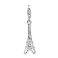 925 Sterling Silver Polished Eiffel Tower with Lobster Clasp Charm