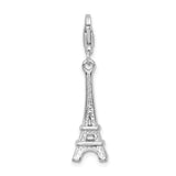925 Sterling Silver Polished Eiffel Tower with Lobster Clasp Charm