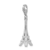 925 Sterling Silver Polished Eiffel Tower with Lobster Clasp Charm