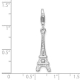 925 Sterling Silver Polished Eiffel Tower with Lobster Clasp Charm
