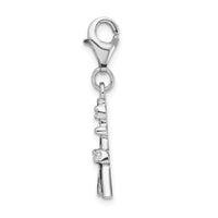 Sterling Silver 3-D Black Enameled CZ Eiffel Tower W/Lobster Claw Clasp Clasp Charm Charms