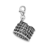 Amore LaVita Sterling Silver 3-D Antiqued Colliseum with Lobster Clasp Charm