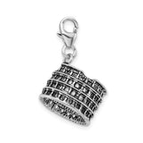 Amore LaVita Sterling Silver 3-D Antiqued Colliseum with Lobster Clasp Charm