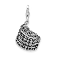 Amore LaVita Sterling Silver 3-D Antiqued Colliseum with Lobster Clasp Charm