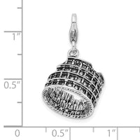 Amore LaVita Sterling Silver 3-D Antiqued Colliseum with Lobster Clasp Charm