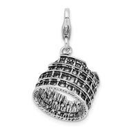 Amore LaVita Sterling Silver 3-D Antiqued Colliseum with Lobster Clasp Charm