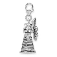Sterling Silver 3-D Enameled Moveable Windmill W/Lobster Claw Clasp Clasp Charm Charms