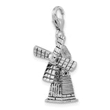 Sterling Silver 3-D Enameled Moveable Windmill W/Lobster Claw Clasp Clasp Charm Charms