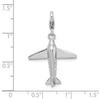 Amore La Vita Sterling Silver Rhodium-plated Polished 3-D Crystal Airplane Charm with Fancy Lobster Clasp QCC458