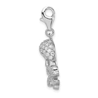 Amore LaVita Sterling Silver CZ Skull and Cross Bones with Lobster Clasp Charm