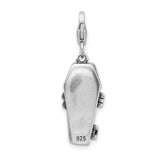 Goldia Sterling Silver 3-d Antiqued Enameled Skeleton in Casket W/Lobster Claw Clasp Ch