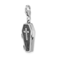 Goldia Sterling Silver 3-d Antiqued Enameled Skeleton in Casket W/Lobster Claw Clasp Ch