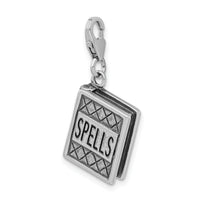Goldia Sterling Silver 3-d Antiqued Spells Book W/Lobster Claw Clasp Charm