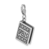 Goldia Sterling Silver 3-d Antiqued Spells Book W/Lobster Claw Clasp Charm