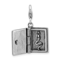 Goldia Sterling Silver 3-d Antiqued Spells Book W/Lobster Claw Clasp Charm