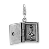 Goldia Sterling Silver 3-d Antiqued Spells Book W/Lobster Claw Clasp Charm