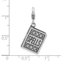 Goldia Sterling Silver 3-d Antiqued Spells Book W/Lobster Claw Clasp Charm