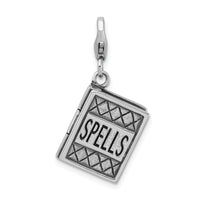 Goldia Sterling Silver 3-d Antiqued Spells Book W/Lobster Claw Clasp Charm