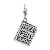 Goldia Sterling Silver 3-d Antiqued Spells Book W/Lobster Claw Clasp Charm