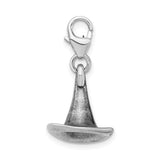 925 Sterling Silver 3-D Antiqued Witches Hat with Lobster Clasp Charm