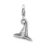 925 Sterling Silver 3-D Antiqued Witches Hat with Lobster Clasp Charm