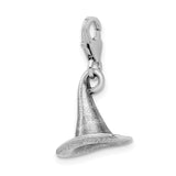 925 Sterling Silver 3-D Antiqued Witches Hat with Lobster Clasp Charm