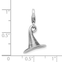925 Sterling Silver 3-D Antiqued Witches Hat with Lobster Clasp Charm