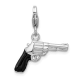 925 Sterling Silver 3-D Enameled Pistol with Lobster Clasp Charm