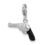 925 Sterling Silver 3-D Enameled Pistol with Lobster Clasp Charm